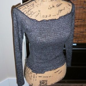 NWOT HOLLISTER GRAY SMOCK OFF THE SHOULDER TOP L
